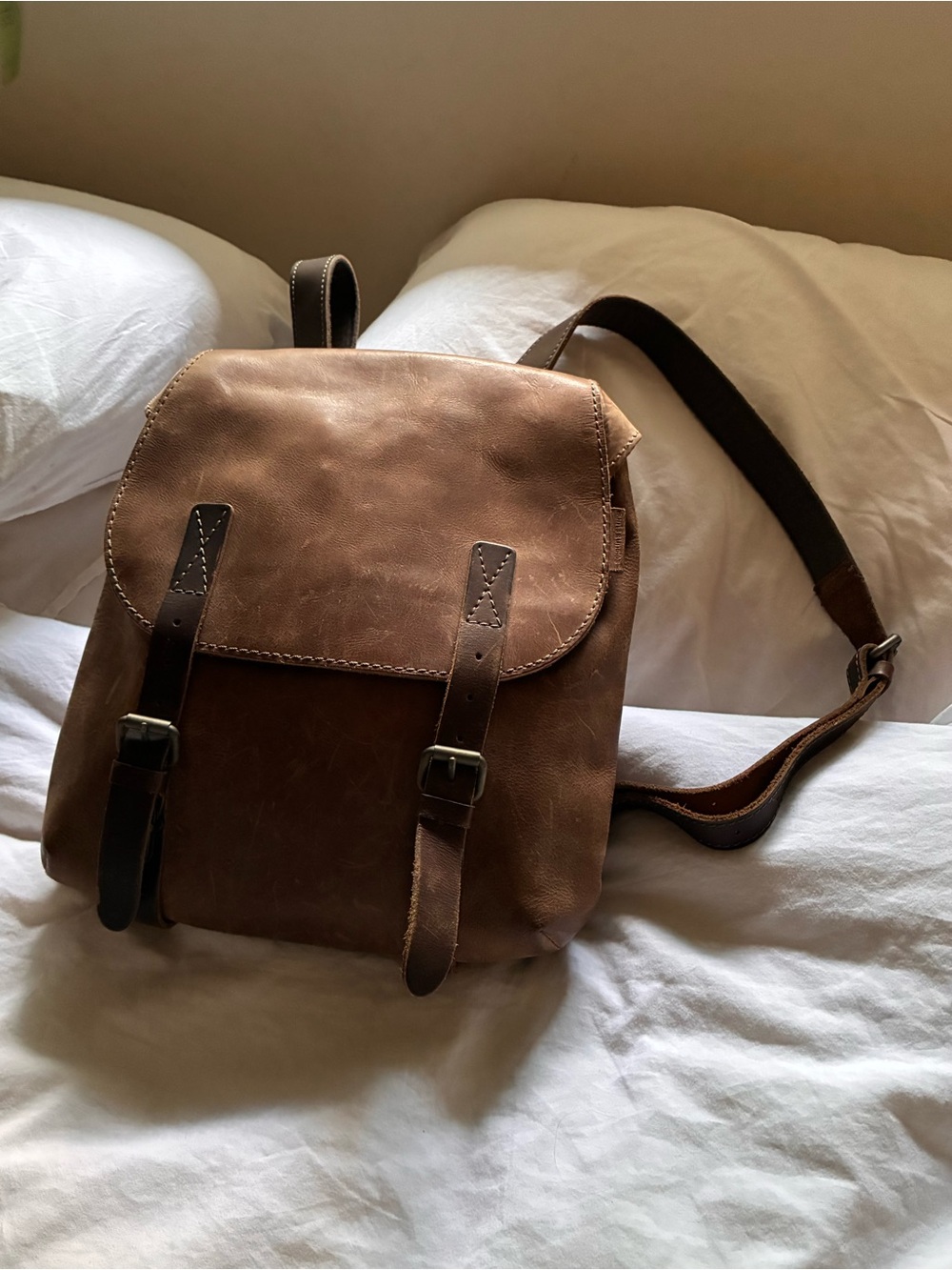 Aunts & Uncles Brown Leather Grumbler Backpack